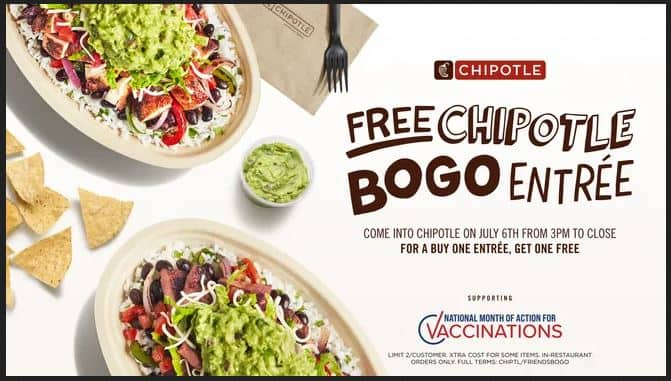 Chipotle's Buy One Entrée Get One Free