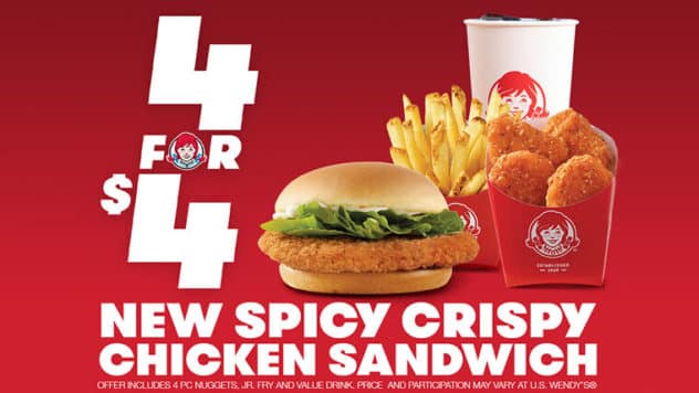 4 for $4 Wendy's Meal